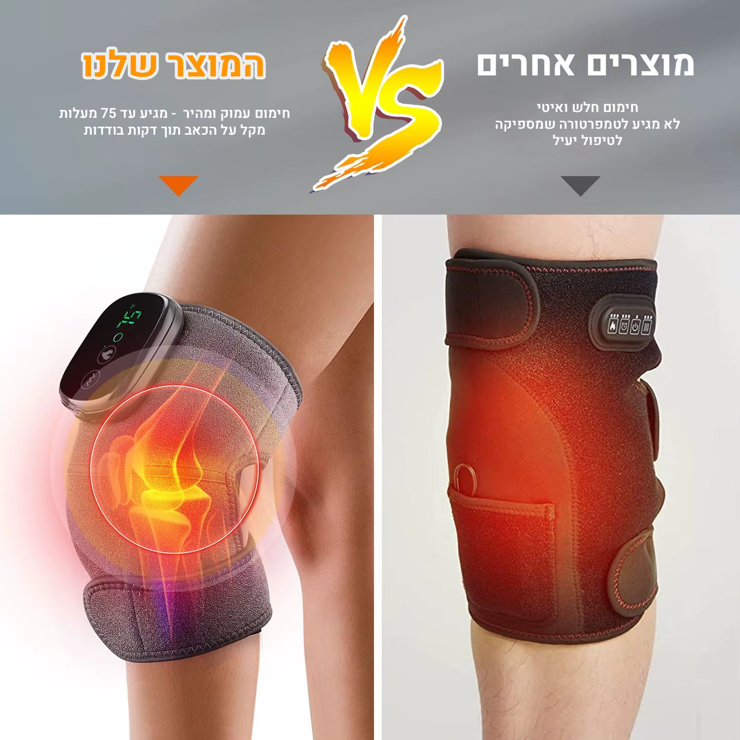 מכשיר עיסוי וחימום לברכיים